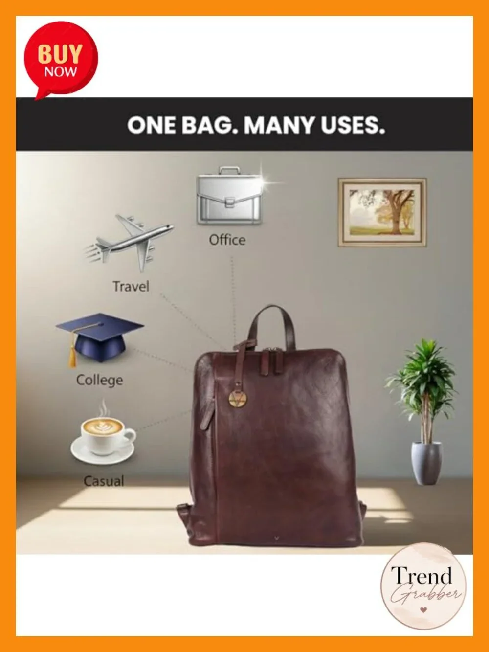 Premium Genuine Leather Suede Backpack Woven Front Everyday